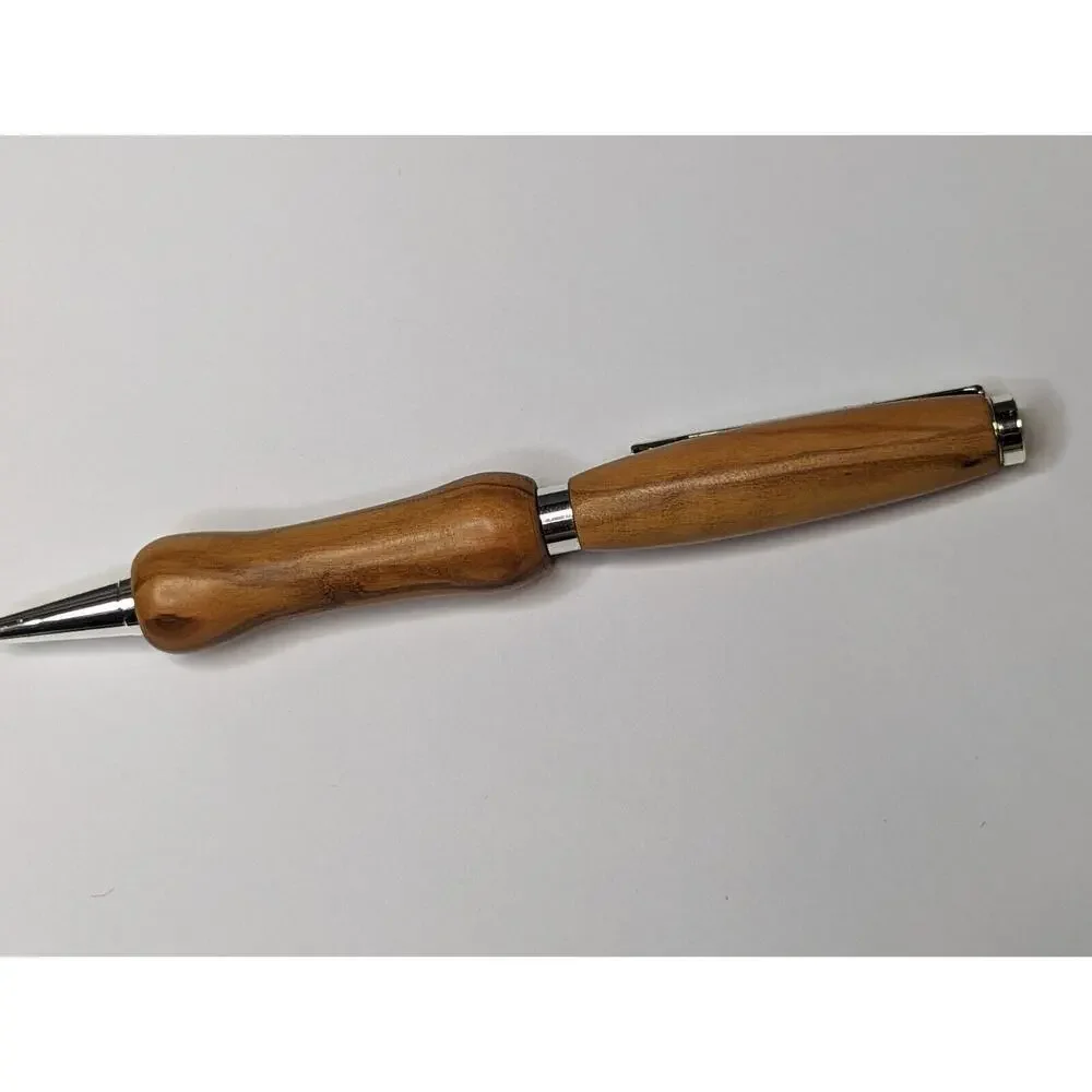 Slimline Twist Pen Silver Finish English Elm Body Hand turned‎ Pen